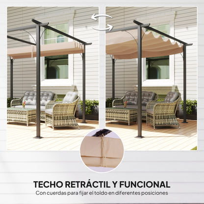 Outsunny Pérgola De Metal 3x3m Gazebo Cenador Para Jardín Patio Con Techo_4