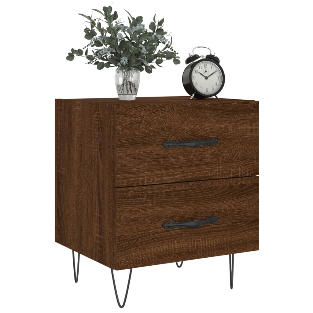 Mesita Noche 2 Uds Madera Ingeniería Marrón Roble 40x35x47,5 Cm_2