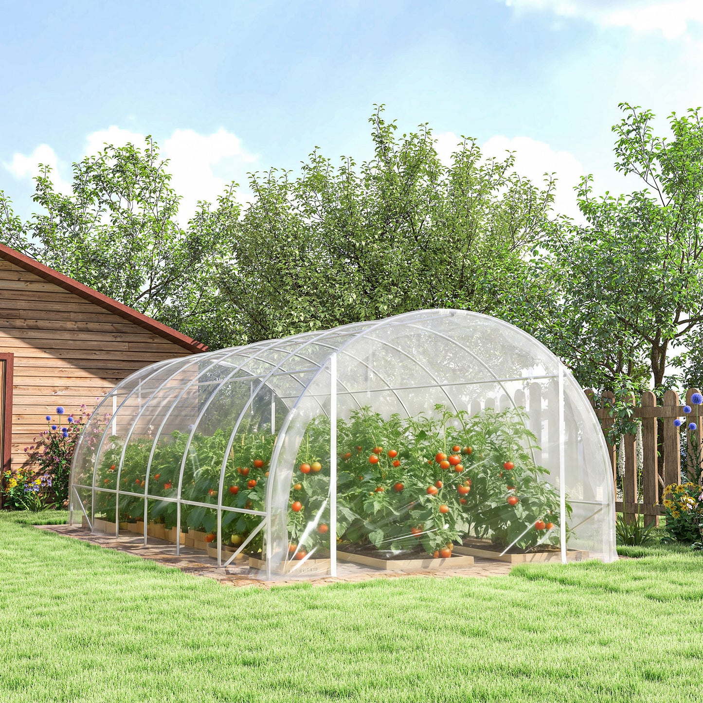 Outsunny Invernadero De Túnel 6x3x2 M Con 2 Puertas Enrollables Transparente_4