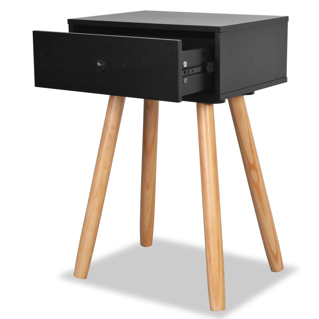 Mesitas De Noche 2 Uds. Madera Maciza De Pino 40x30x61 Cm Negro_3