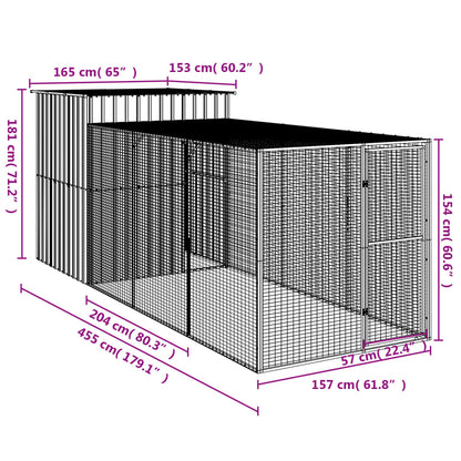 Vidaxl Gallinero Con Corral Acero Galvanizado Gris Claro 165x455x181cm_2