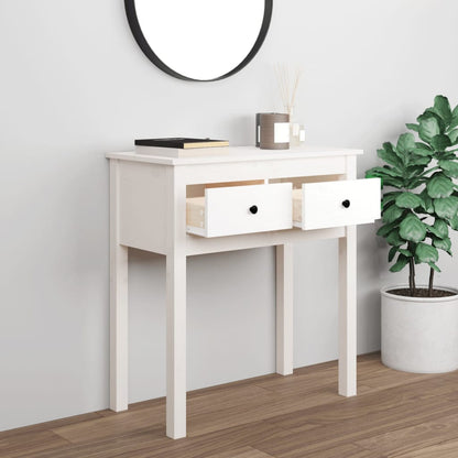 Mesa Consola De Madera Maciza De Pino Blanco 70x35x75 Cm_1