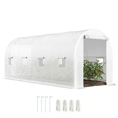 Outsunny Invernadero De Túnel 500x200x205 Cm Con Puerta Enrollable Y 8 Ventanas_0