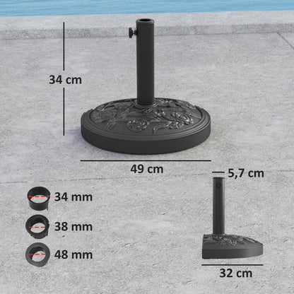 Outsunny Base Para Sombrilla Semicircular Relleno De Cemento Peso 12 Kg Negro_2