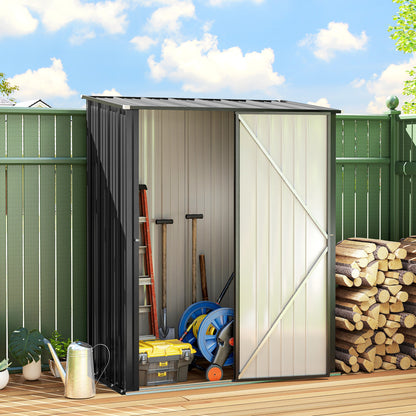 Outsunny Cobertizo De Jardín Exterior 1,34 M² 161,5x94,5x196 Cm Negro Carbón_3
