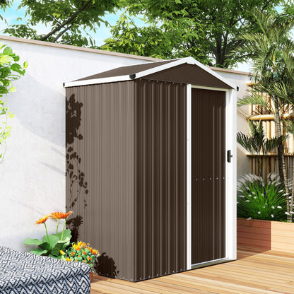 Outsunny Caseta De Jardín Exterior 1,1 M² 136x87x176 Cm Puerta Corredera Marrón_4
