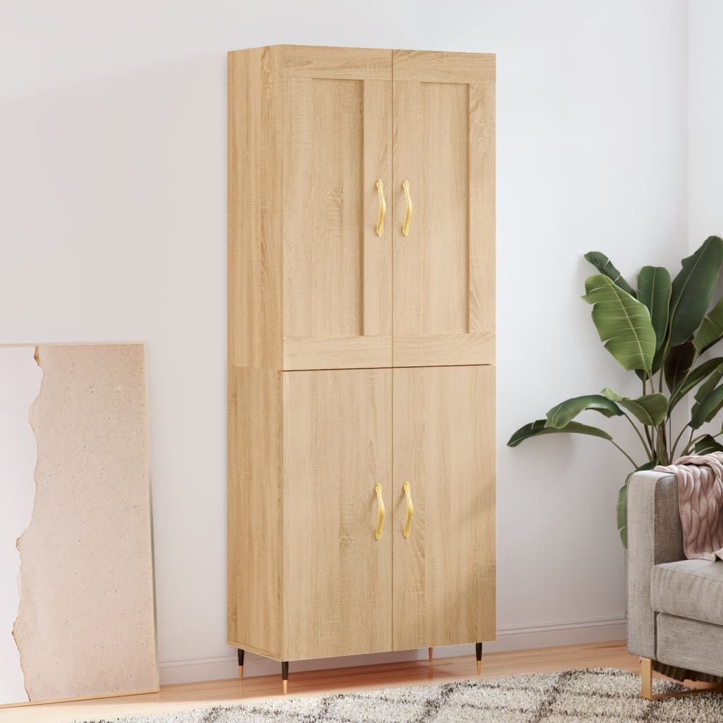 Aparador Alto Madera Contrachapada Color Roble 69,5x34x180 Cm_0