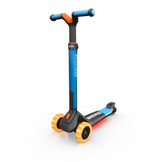 Patinete Berg Nexo Plegable Con Luces Led En Plataforma Azul.