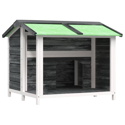 Vidaxl Caseta Para Perros Madera Maciza De Pino Gris 96x87x80,5 Cm_0