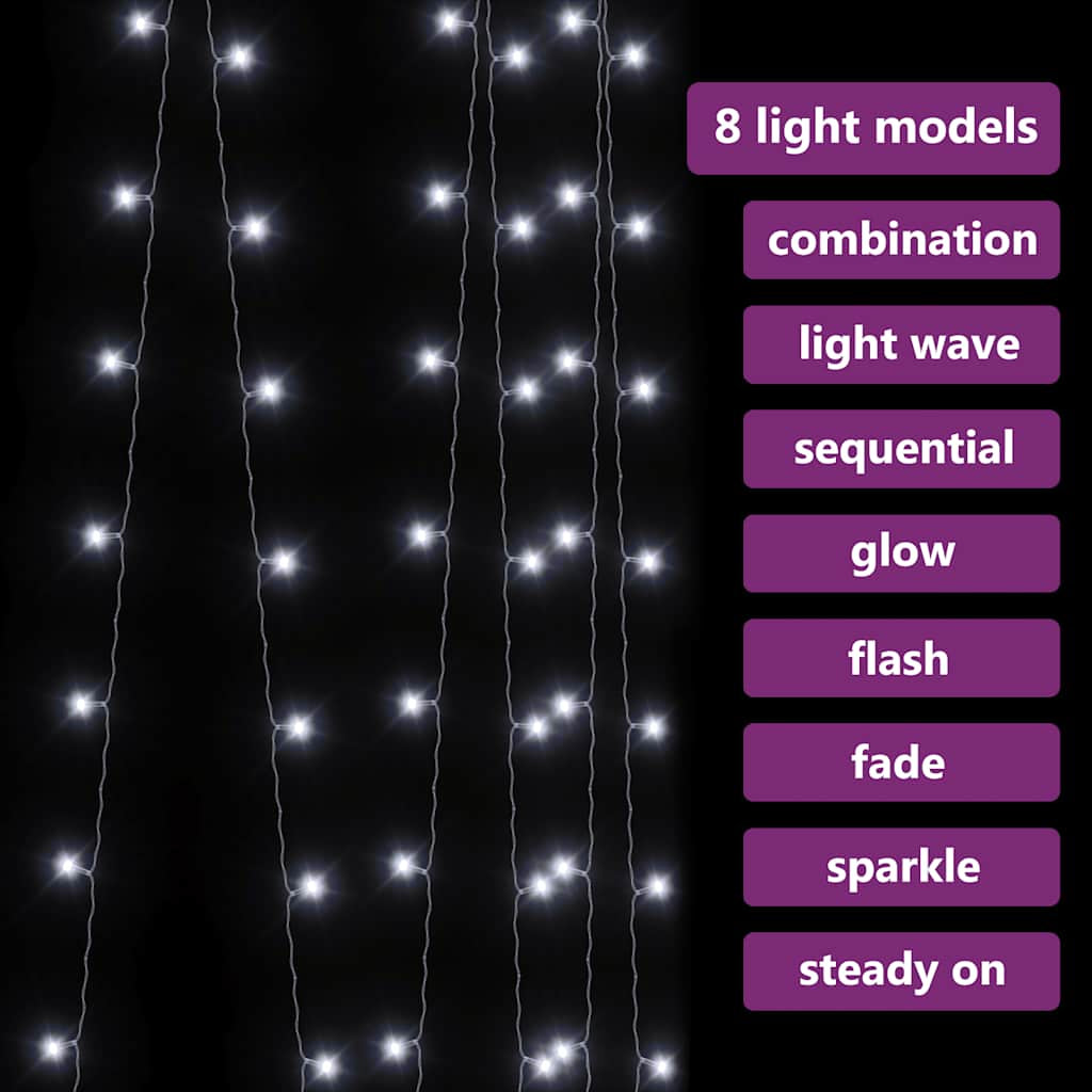 Vidaxl Cortina De Luces Led 300 Led Blanco Frío 8 Funciones 3x3 M_3