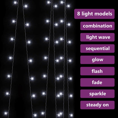 Vidaxl Cortina De Luces Led 300 Led Blanco Frío 8 Funciones 3x3 M_3