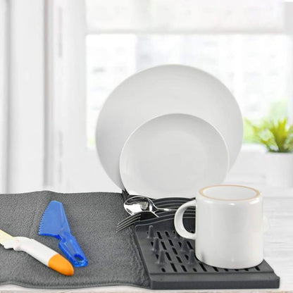 Well Home Escurreplatos Con Alfombrilla De Secado De Microfibra Color Gris