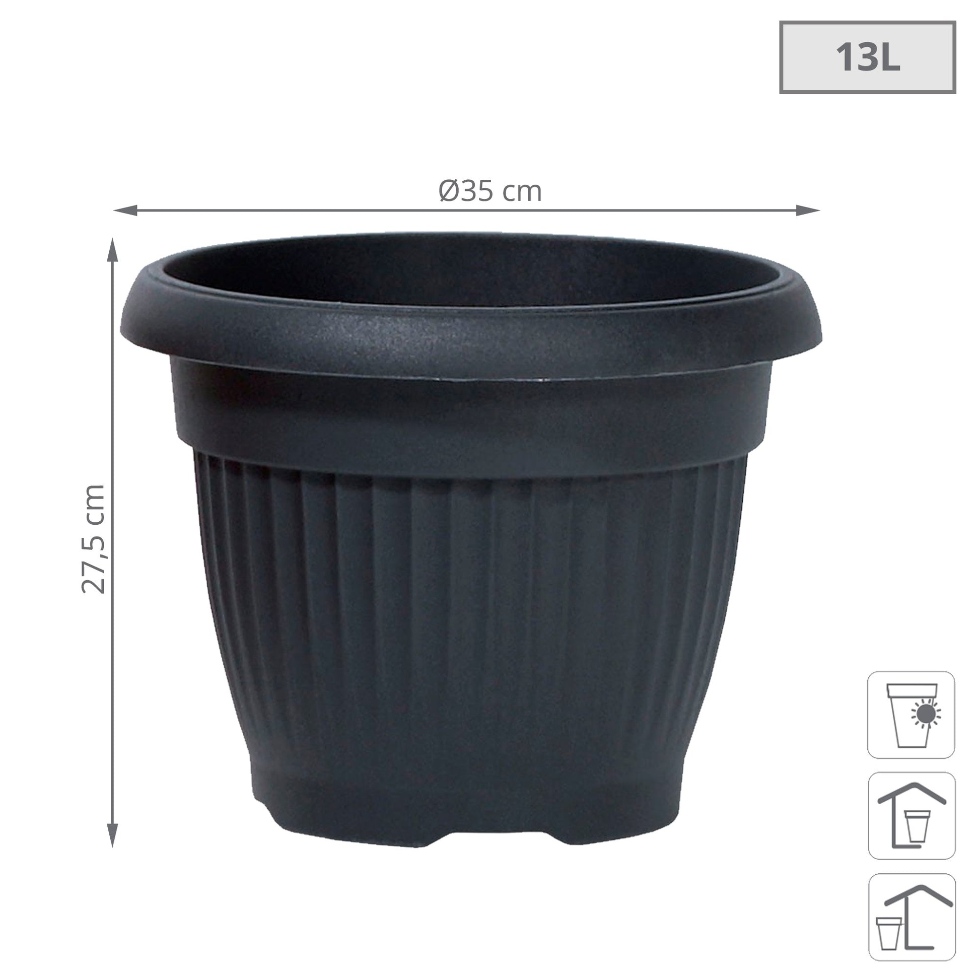 Maceta Terra 13l., Dimensiones (mm) 350x350x275, Color Antracita_2