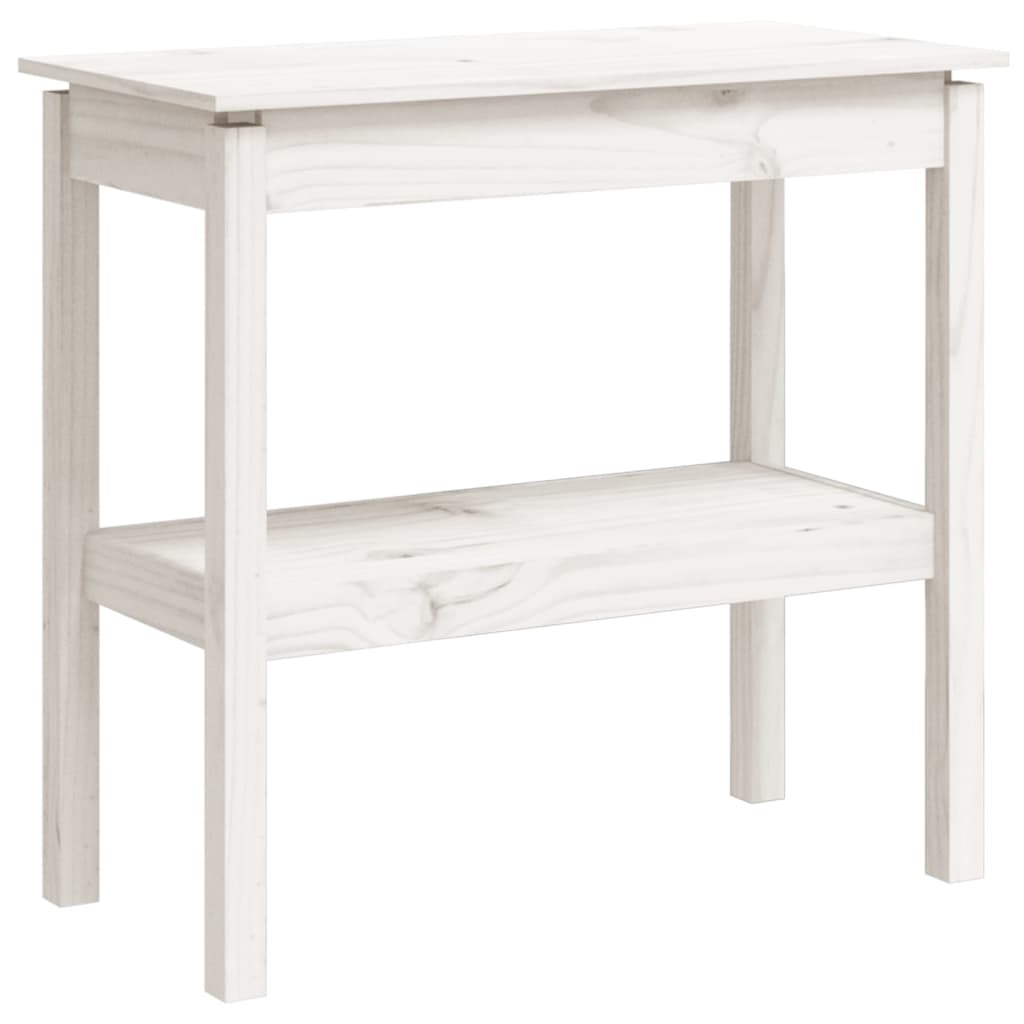 Mesa Consola De Madera Maciza De Pino Blanco 80x40x75 Cm_0