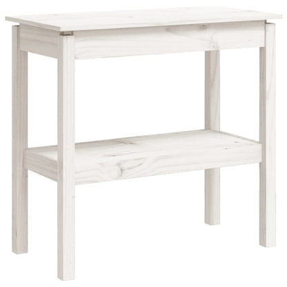 Mesa Consola De Madera Maciza De Pino Blanco 80x40x75 Cm_0
