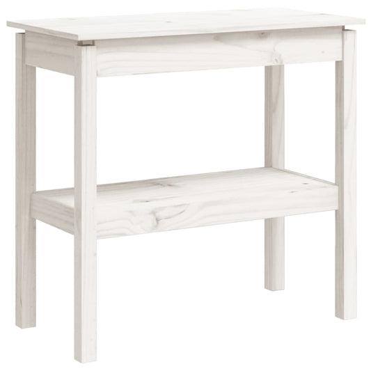 Mesa Consola De Madera Maciza De Pino Blanco 80x40x75 Cm_0