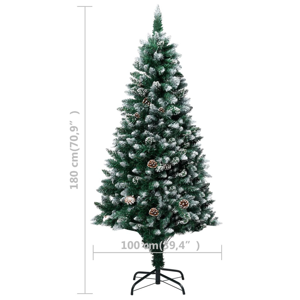 Vidaxl Árbol De Navidad Artificial Con Piñas Y Nieve Blanca 180 Cm_2