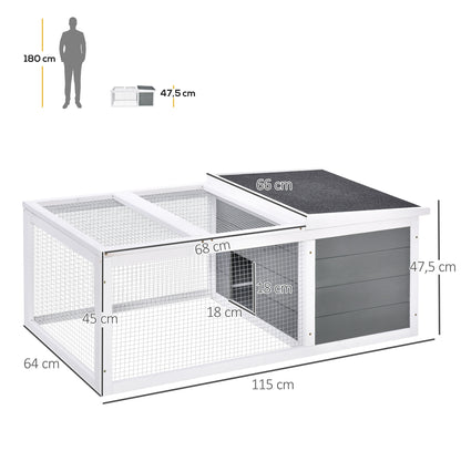 Pawhut Conejera De Exterior Conejos Con Techo Abatible Asfáltico 115x66x47,5 Cm_2