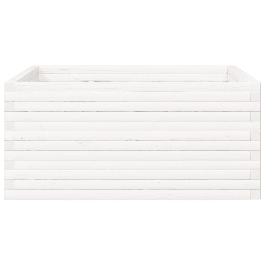 Jardinera Madera Maciza De Pino Blanco 100x100x46 Cm_5