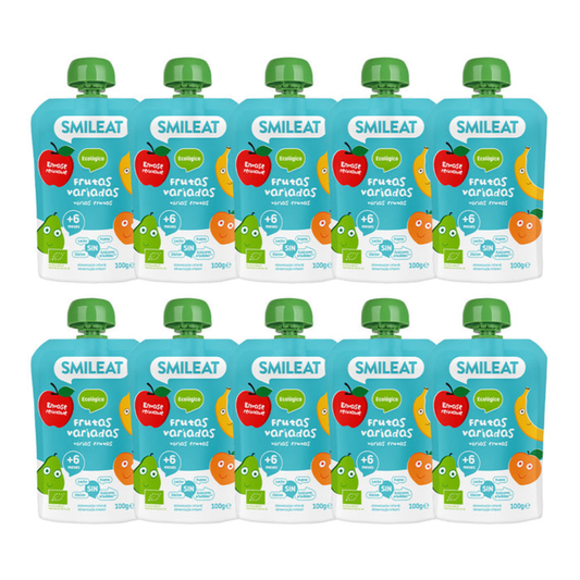 Pack 10 uds Pouches Fruta Variada Ecológico Smileat 100 g