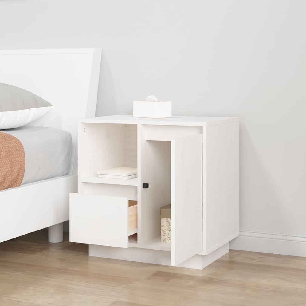Mesitas De Noche 2 Uds Madera Maciza Pino Blanco 50x34x50 Cm_2