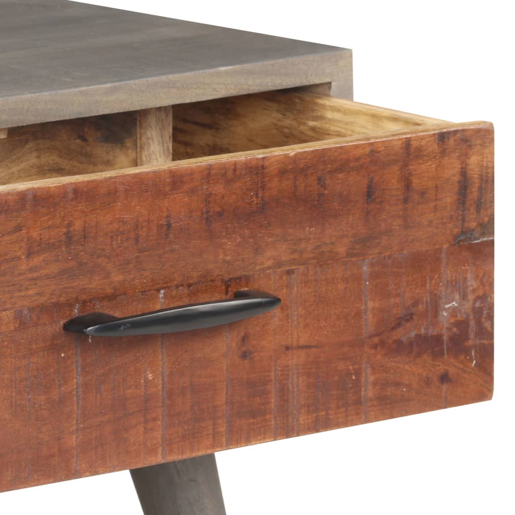 Mesa De Centro Madera Maciza De Mango Rugosa Gris 100x60x40 Cm_3