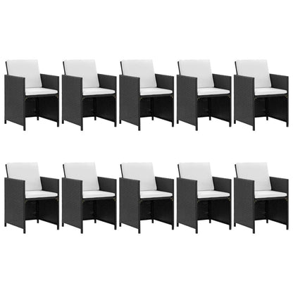Vidaxl Set Comedor De Jardín 11 Piezas Y Cojines Ratán Sintético Negro_1