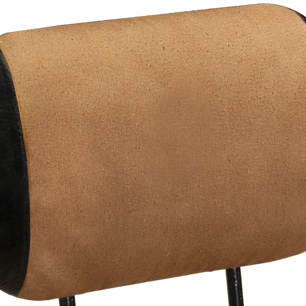 Taburetes Cocina 2 Uds Piel Cabra Estampado Lona Marrón Negro_4