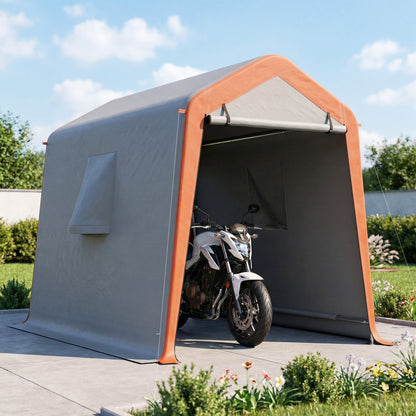 Outsunny Carpa Garaje Portátil 2,4x1,8 M Para Coche Con Puerta Y Ventana Gris_1
