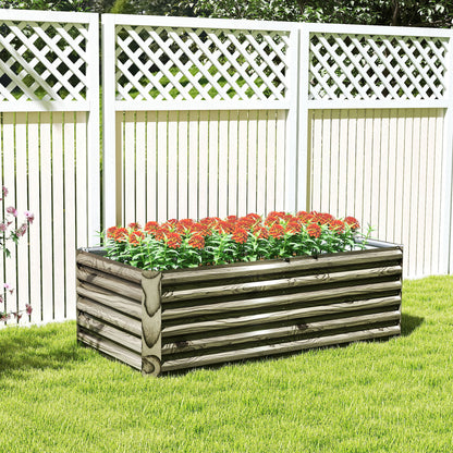 Outsunny Jardinera Exterior Grande De Acero Galvanizado Con Base Abierta Natural_4