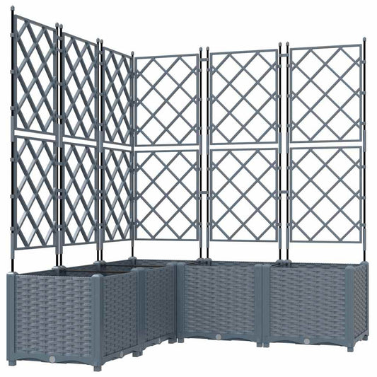 Vidaxl Maceta De Jardín Con Enrejado 5 Pcs Gris Claro_0