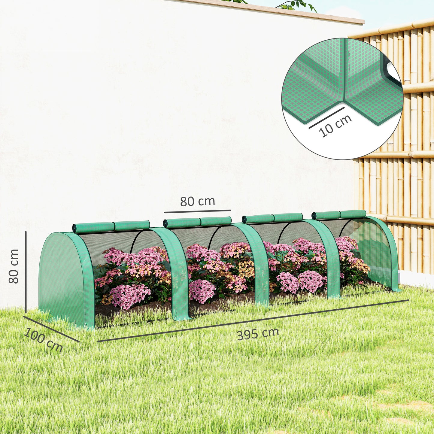Outsunny Invernadero Con 4 Ventanas Estructura De Acero Y Pe 395x100x80 Cm Verde_2