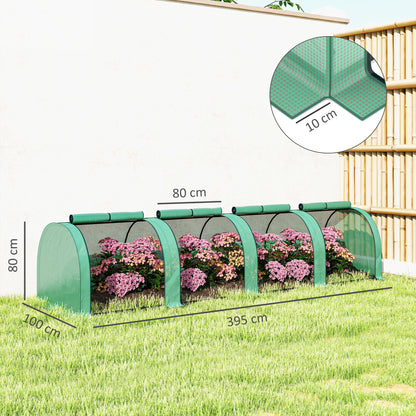 Outsunny Invernadero Con 4 Ventanas Estructura De Acero Y Pe 395x100x80 Cm Verde_2