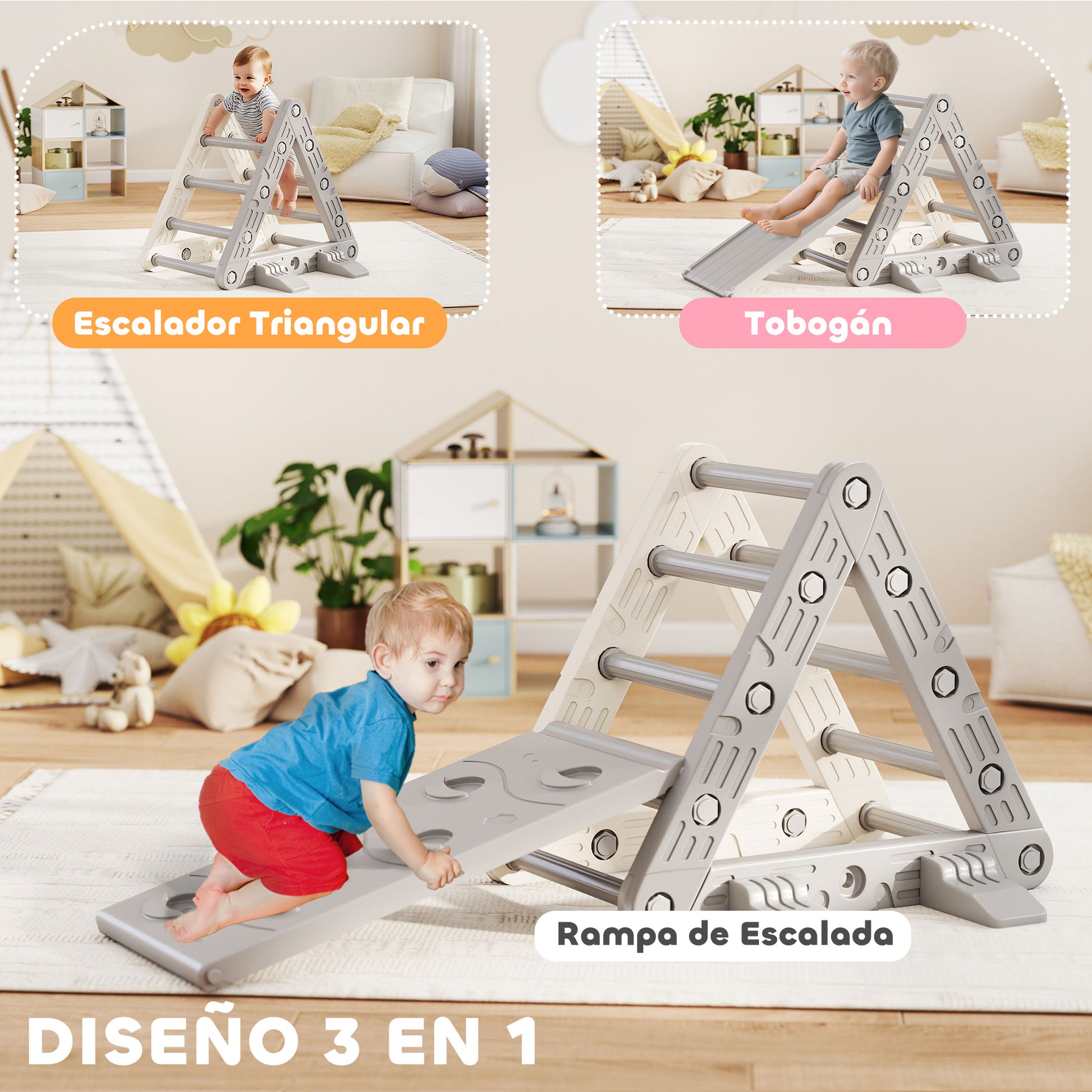 Aiyaplay Triángulo De Escalada 3 En 1 Con Tobogán Y Rampa Escalador_3