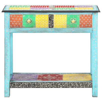 Mesa Consola Pintada A Mano Madera Maciza De Mango 80x35x75 Cm_1