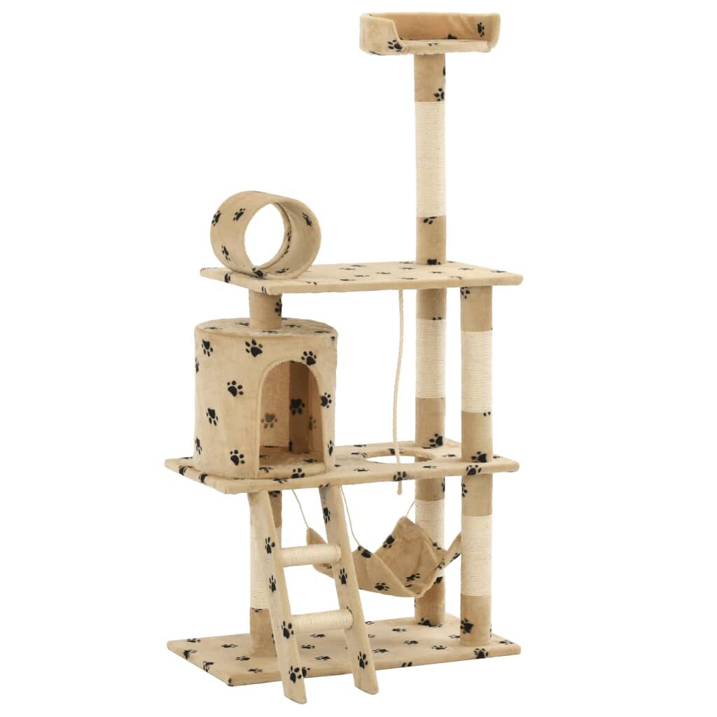 Vidaxl Rascador Para Gatos Con Poste De Sisal 140 Cm Huellas Beige_2