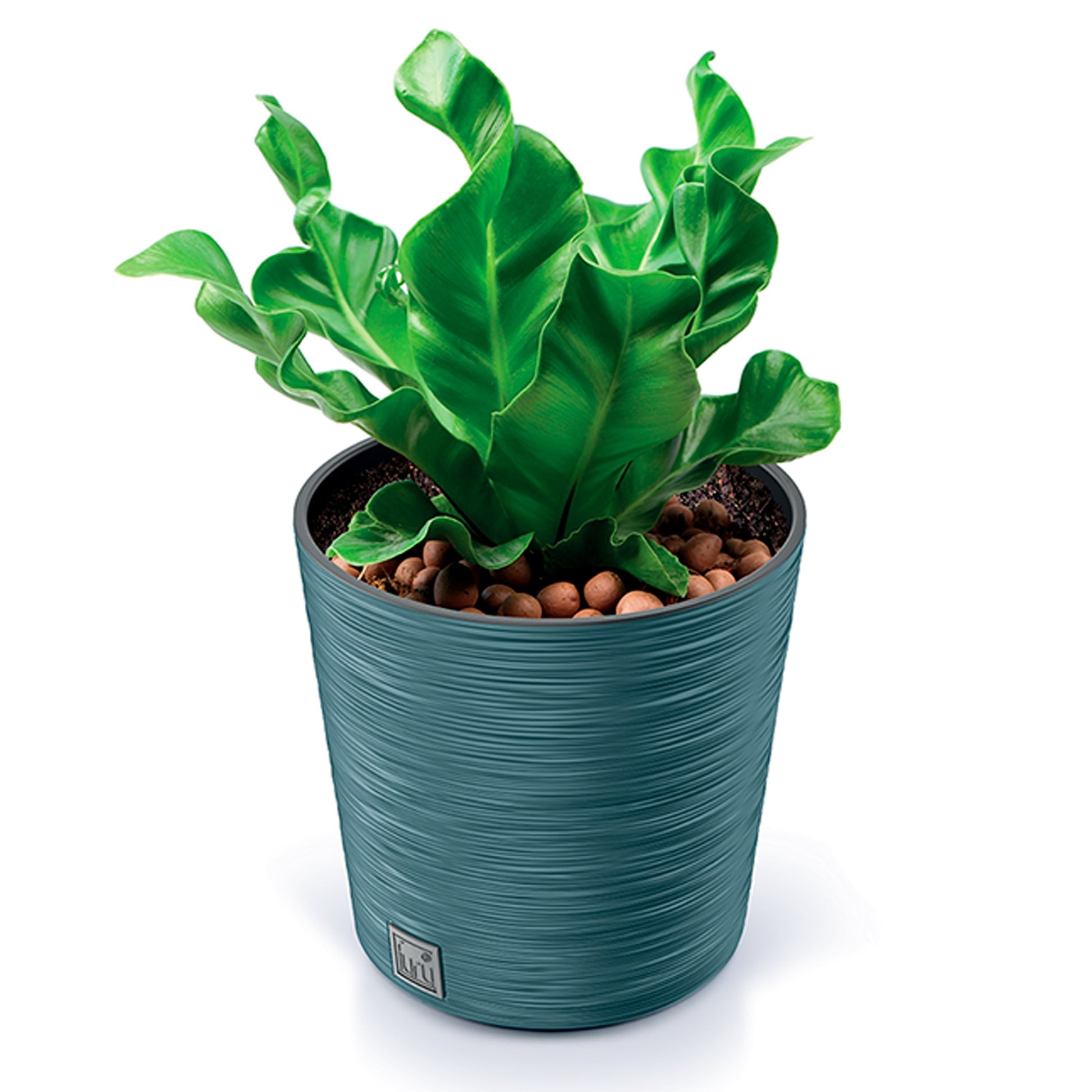 Macetero Color Cemento, Con Depósito, Colección Furu, De 25 X 25 X 24,7 Cm, Capacidad De 7,5 L.