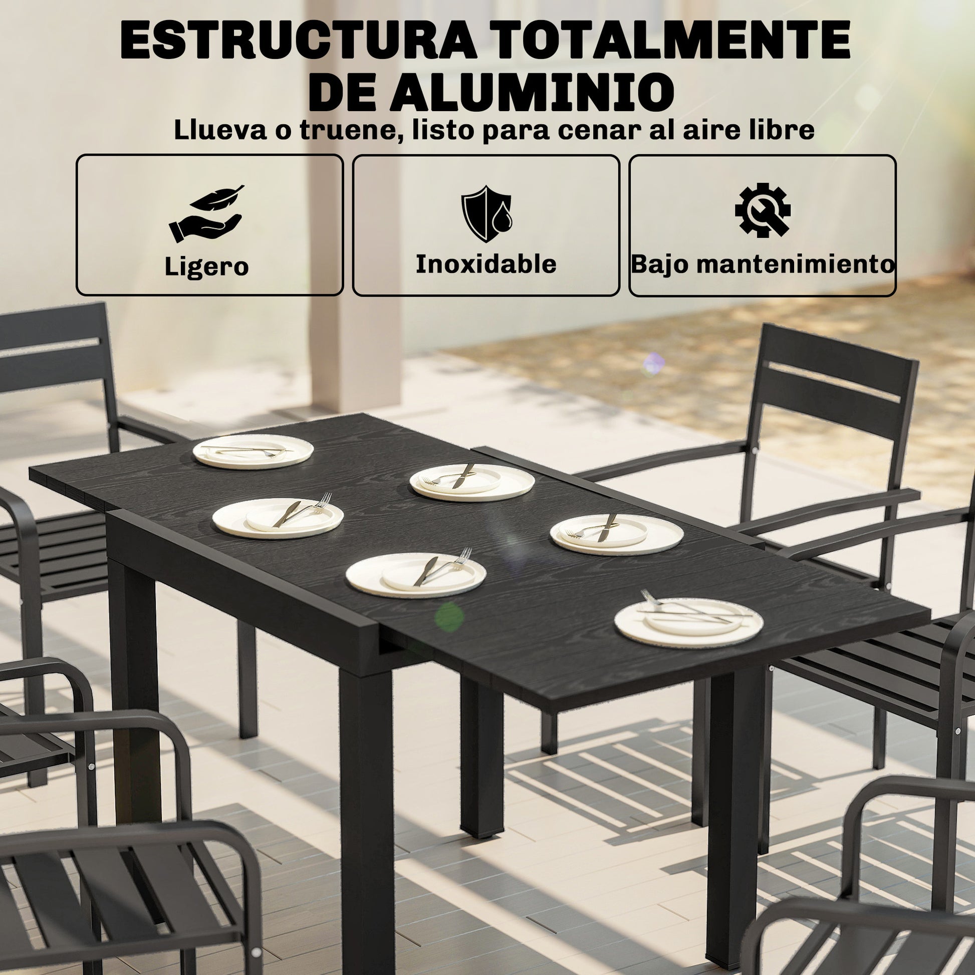 Outsunny Mesa De Jardín Extensible 80/160x80 Cm_4