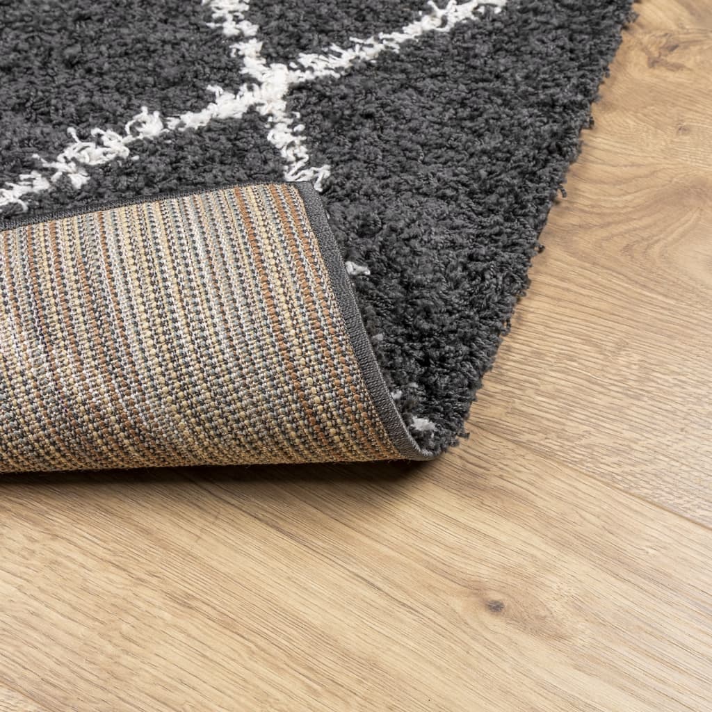 Alfombra De Pelo Largo Moderna Pamplona Negro Y Crema 80x200 Cm / Vetonek_3