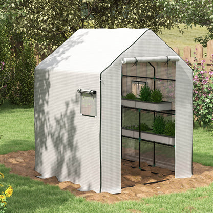Cubierta De Invernadero Outsunny Pe Blanco 140x143x190 Cm 845-945v00wt_1
