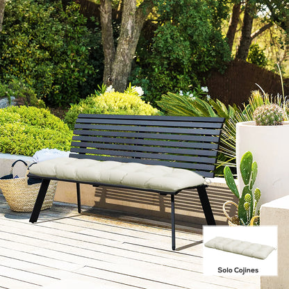 Outsunny Cojín Para Banco 128x48x8 Cm Con 2 Cordones Impermeable Crema_1