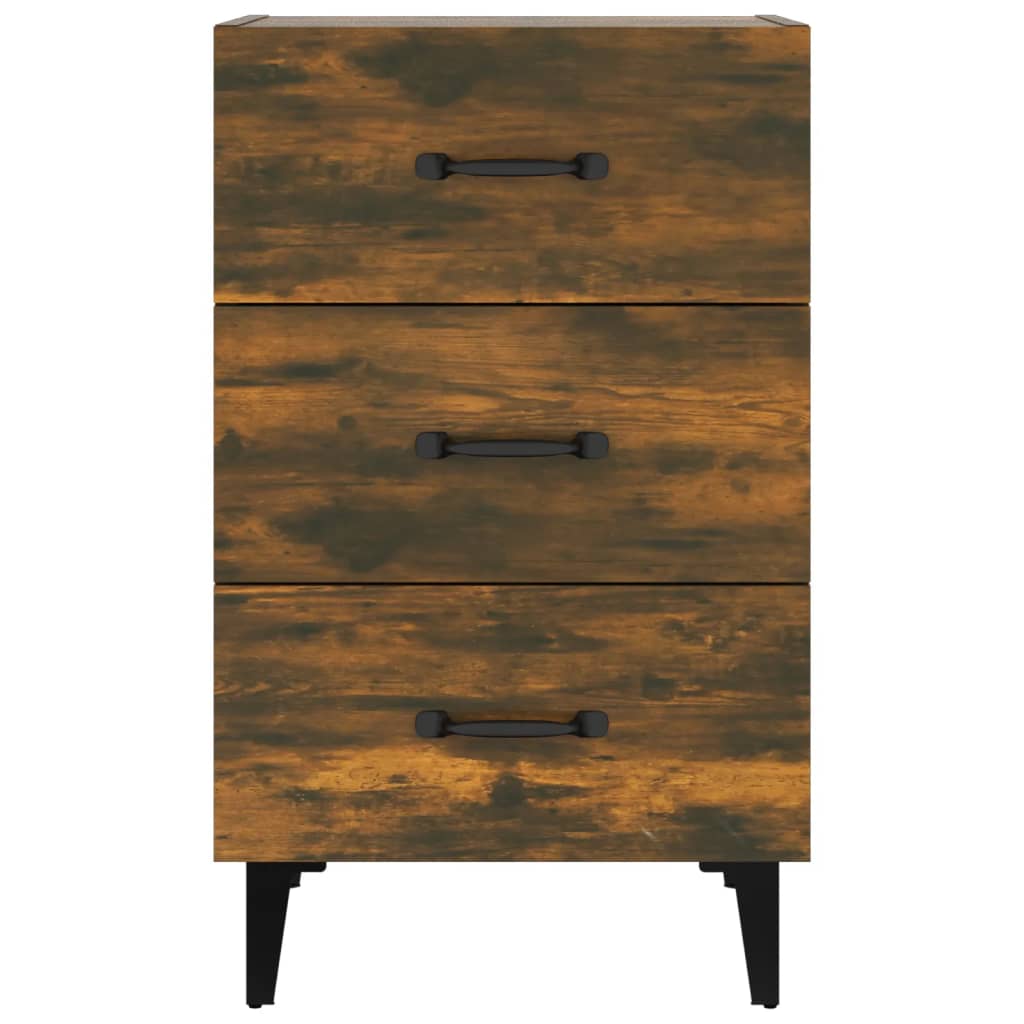 Mesita De Noche Madera De Ingeniería Roble Ahumado 40x40x66 Cm_1