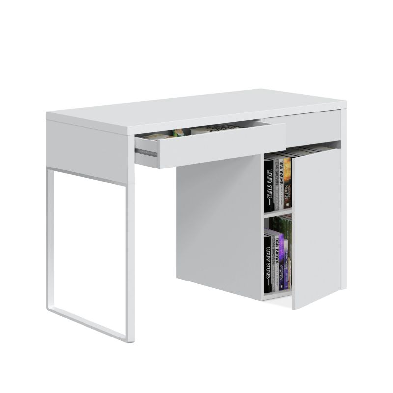 Mesa De Escritorio Eda Melamina, Blanco Artik, 108 X 75 X 50_3