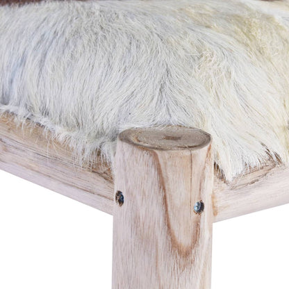 Taburete De Cocina Cuero Real De Cabra Y Madera De Teca Maciza_1