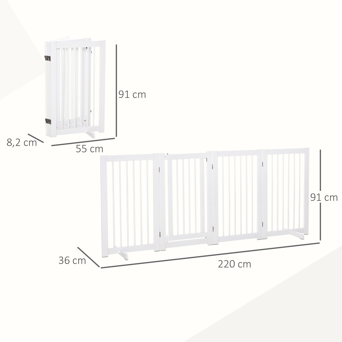Pawhut Barrera Para Perros Plegable De 4 Paneles Con Puerta 220x36x91 Cm Blanco_2