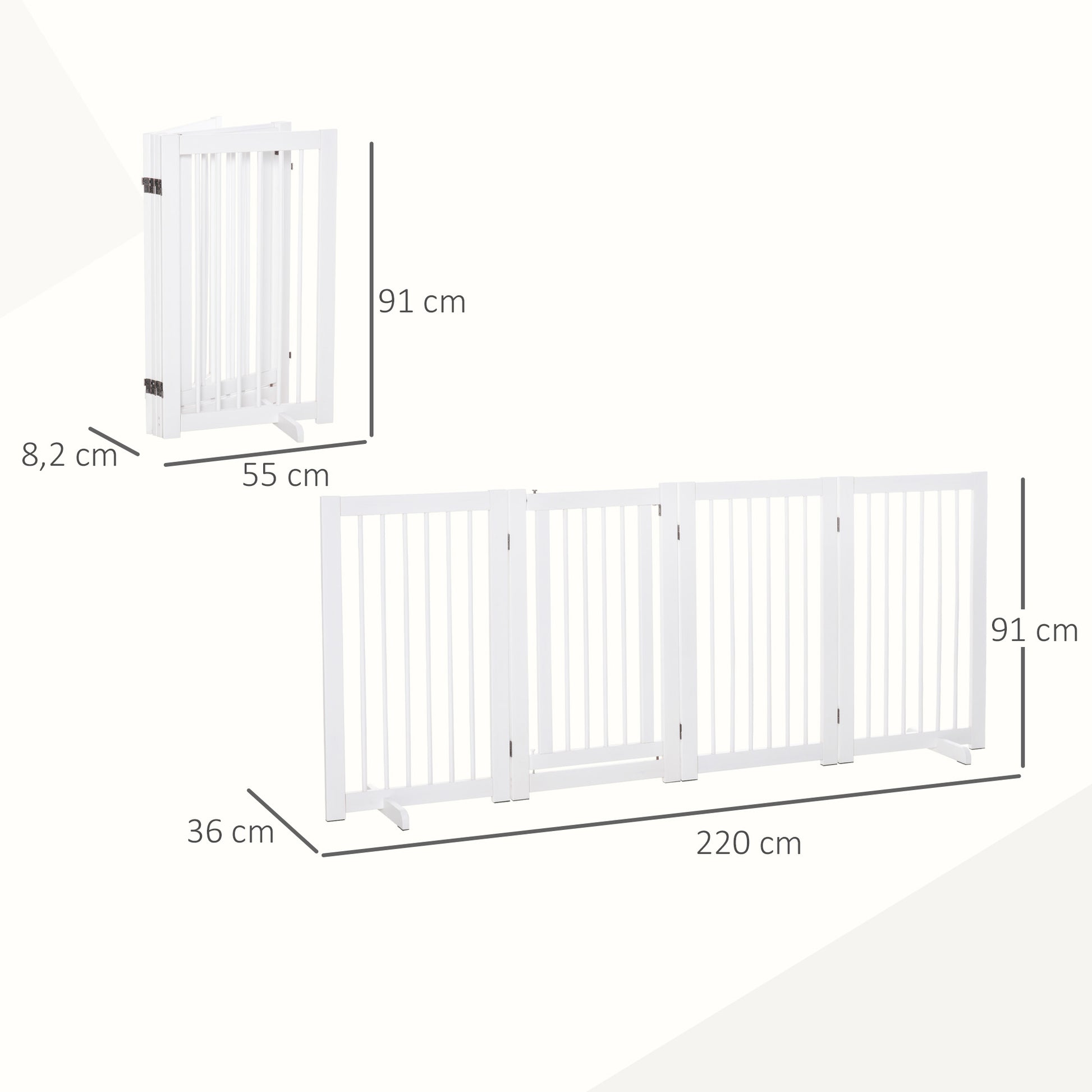 Pawhut Barrera Para Perros Plegable De 4 Paneles Con Puerta 220x36x91 Cm Blanco_2