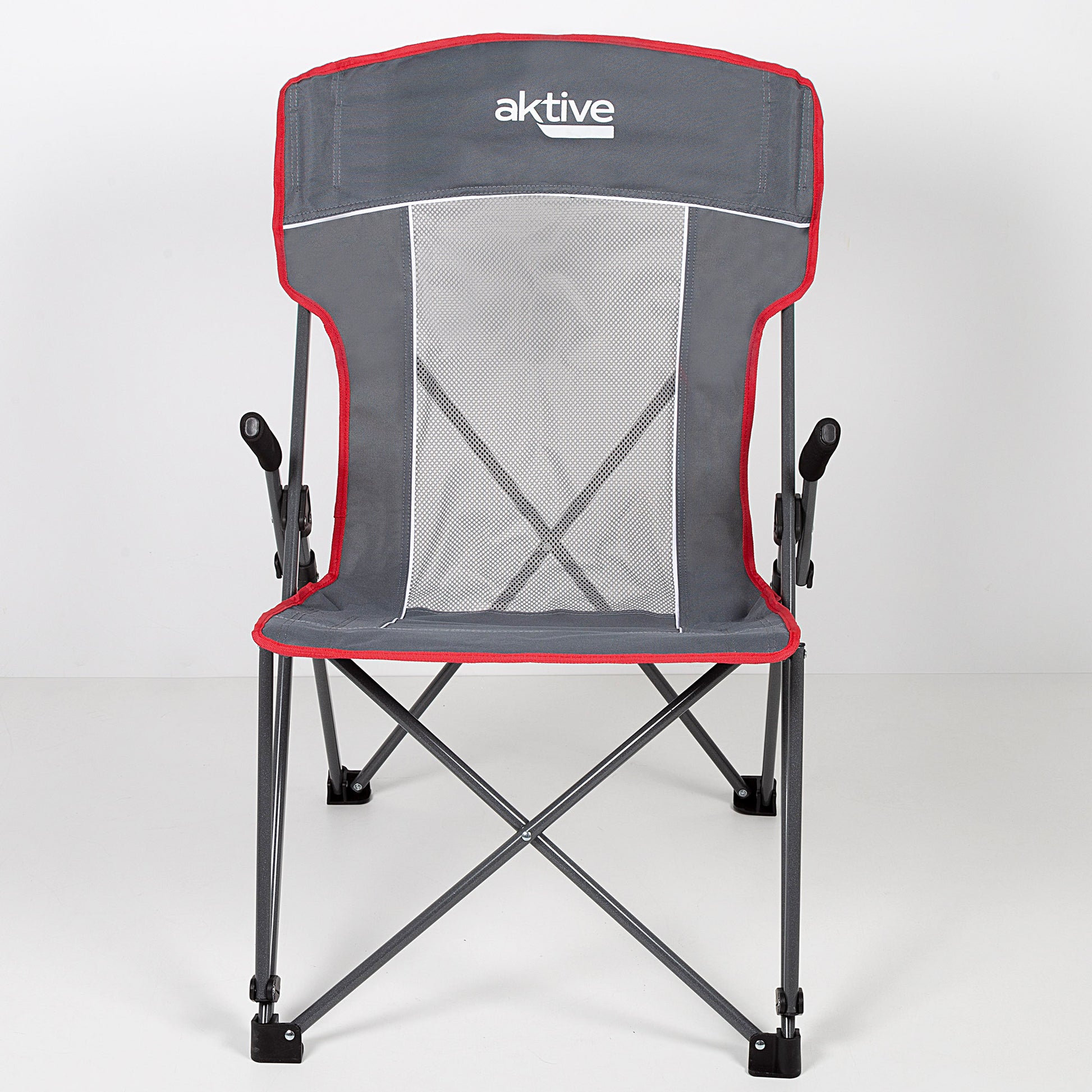 Pack 2 Sillas Plegables Camping Antivuelco Gris C/reposabrazos Removibles Aktive_1