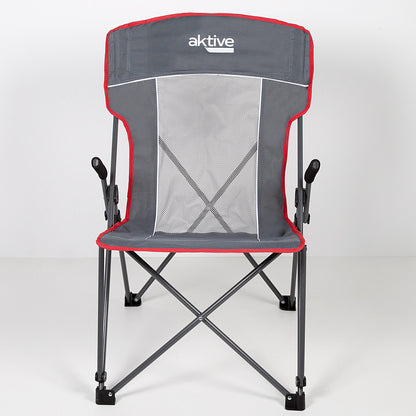Pack 2 Sillas Plegables Camping Antivuelco Gris C/reposabrazos Removibles Aktive_1