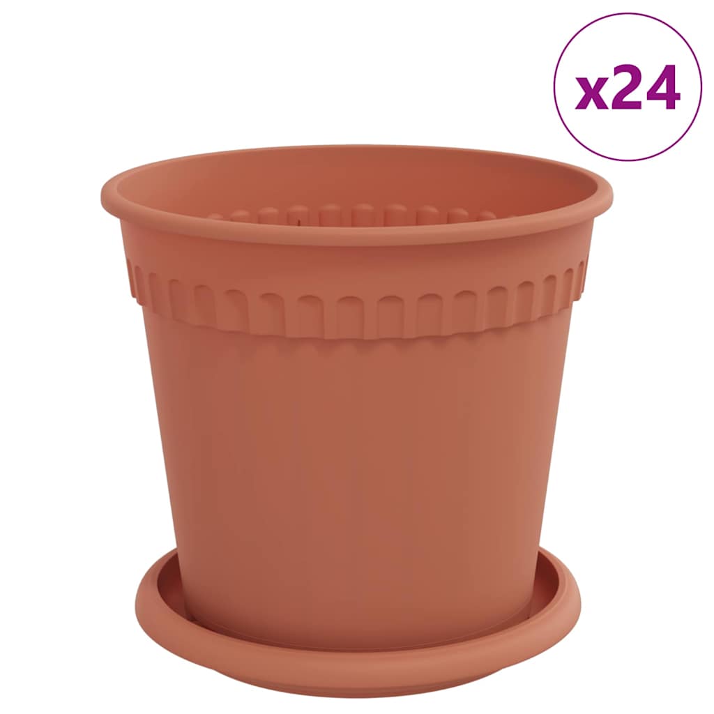 Macetas 24 Pcs Rojo Ladrillo Ø 17 X 14 Cm Plástico_0