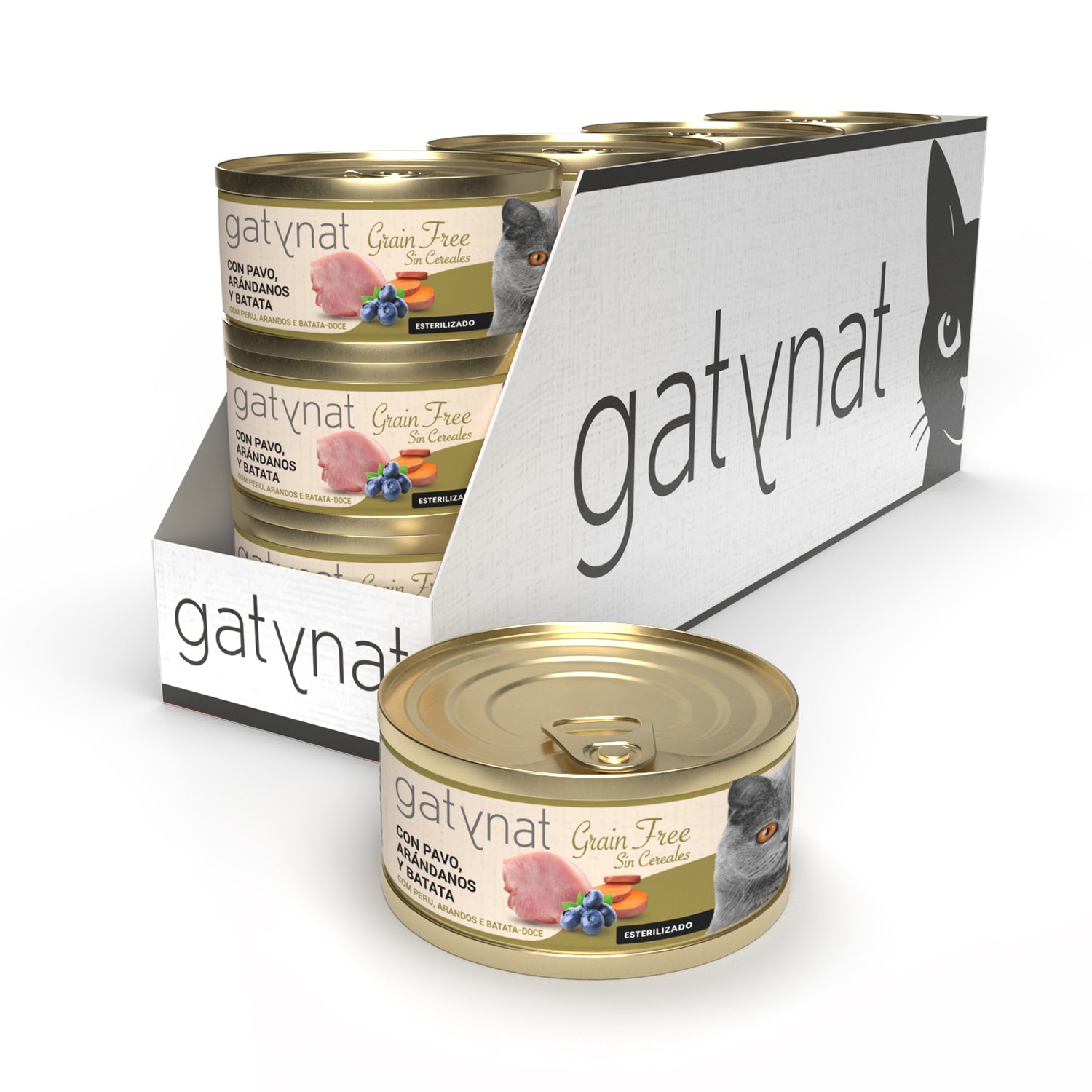 Gatynat Grain Free Pavo, Arándanos Y Batata Pack 12 Uds X 85 Gr_0